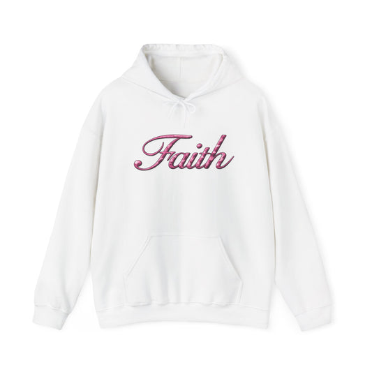 Faith Hoodie — Pink Crown Christian Sweatshirt (Script Faith text)