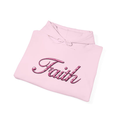 Faith Hoodie — Pink Crown Christian Sweatshirt (Script Faith text)