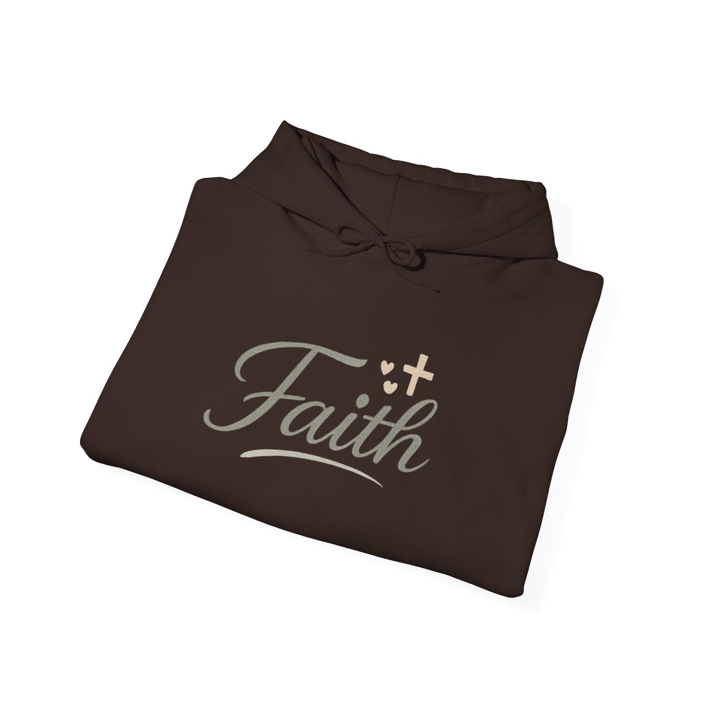 Faith Script Hoodie — Inspirational Christian Pullover with Cross Accent