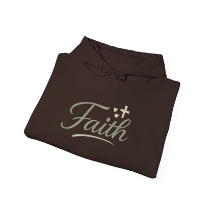 Faith Script Hoodie — Inspirational Christian Pullover with Cross Accent