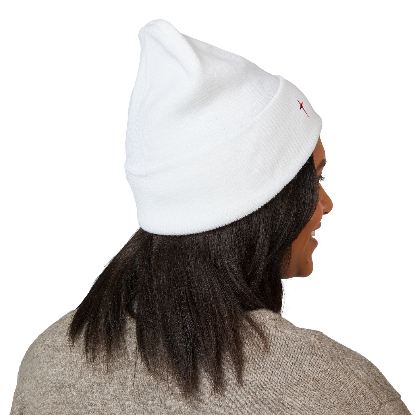 Embroidered Minimal Star Cuffed Beanie — Classic Knit Winter Hat