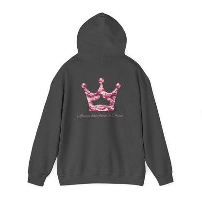Faith Hoodie — Pink Crown Christian Sweatshirt (Script Faith text)