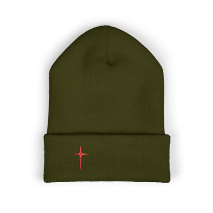Embroidered Red Star Cuffed Beanie