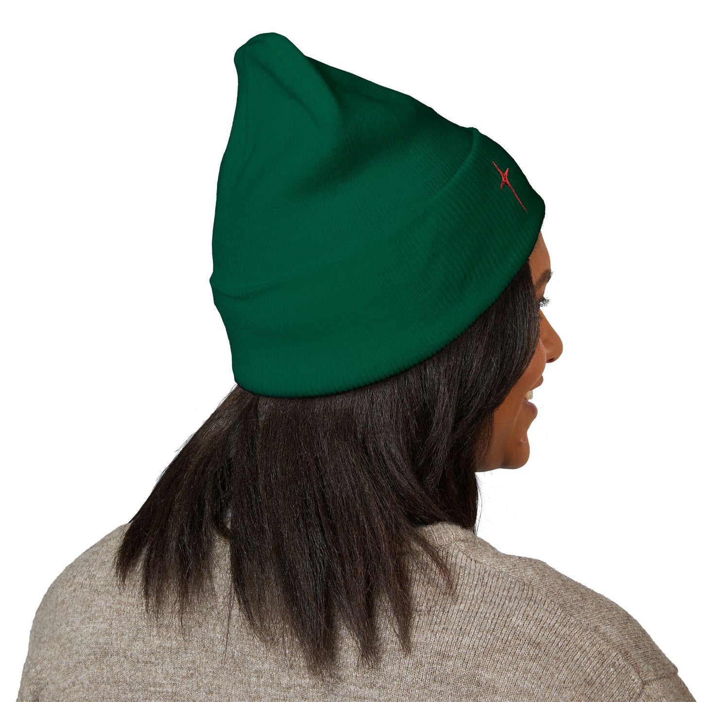 Embroidered Red Star Cuffed Beanie