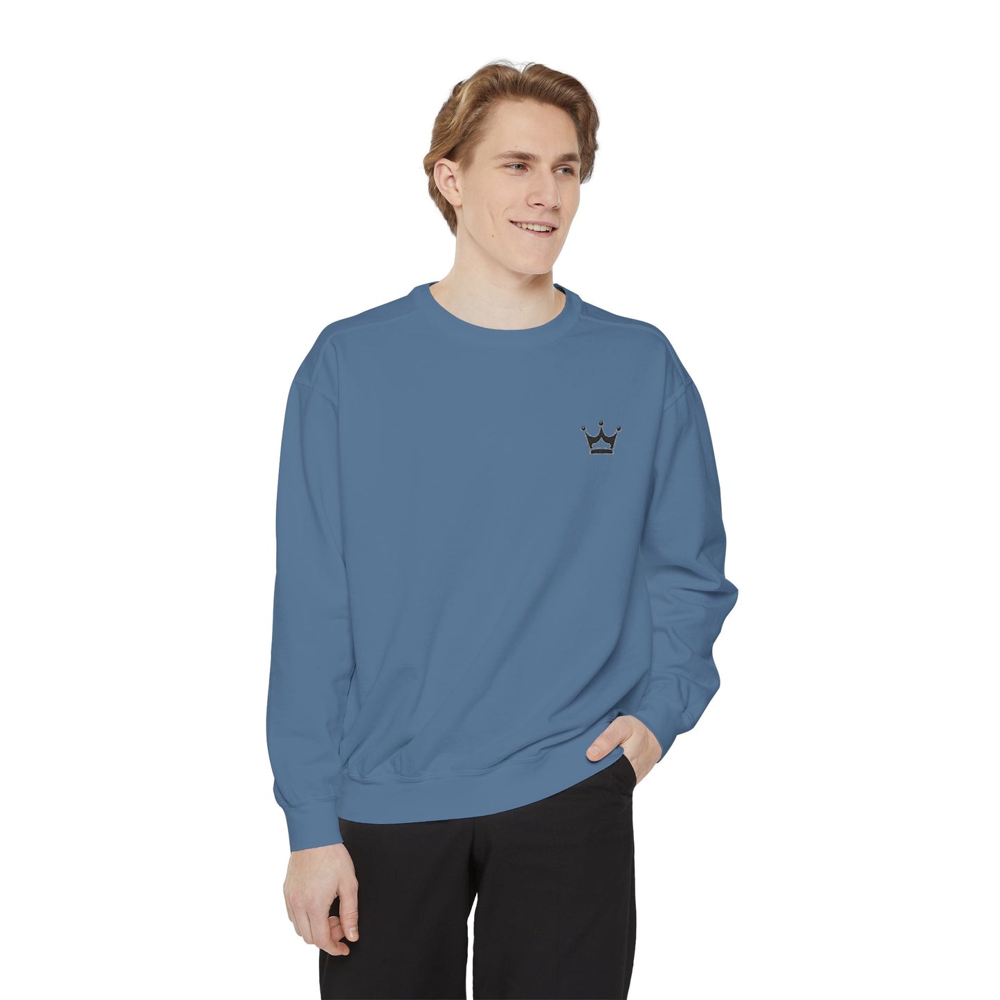 Crown Minimalist Crewneck Sweatshirt — Small Chest Crown Graphic