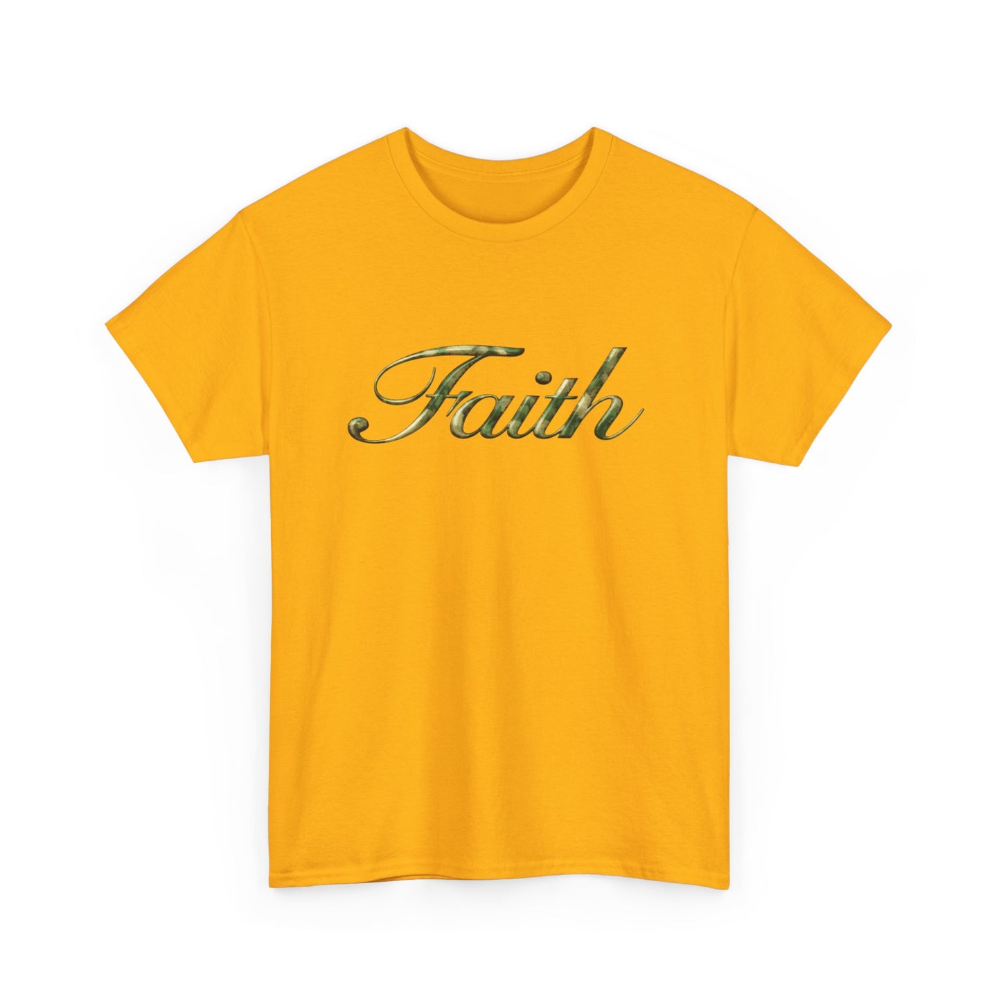 Faith Script Tee — Camouflage Crown Graphic Shirt
