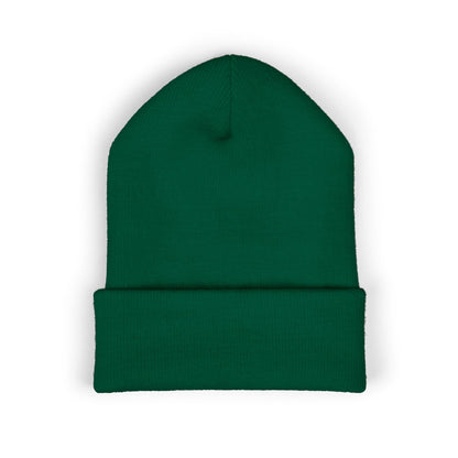 Embroidered Minimal Star Cuffed Beanie — Classic Knit Winter Hat
