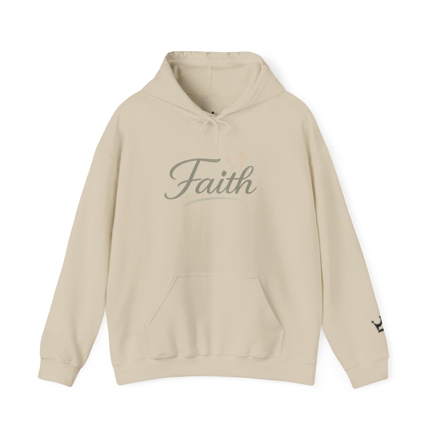 Faith Script Hoodie — Inspirational Christian Pullover with Cross Accent