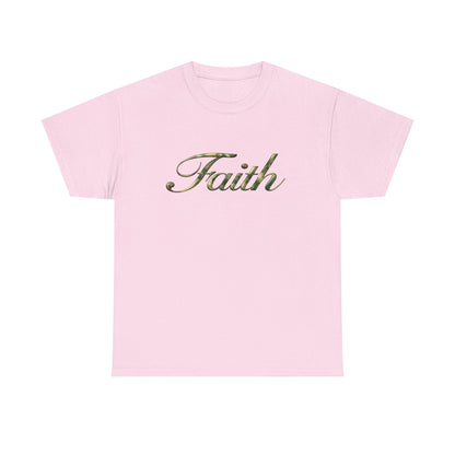 Faith Script Tee — Camouflage Crown Graphic Shirt