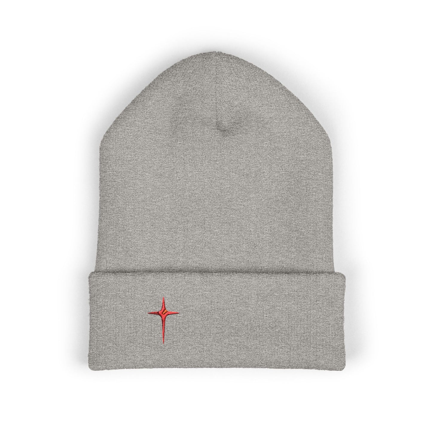 Embroidered Red Star Cuffed Beanie