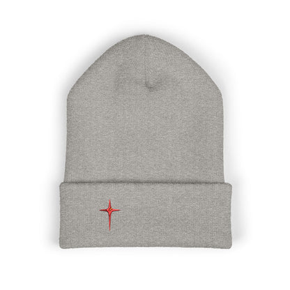 Embroidered Red Star Cuffed Beanie