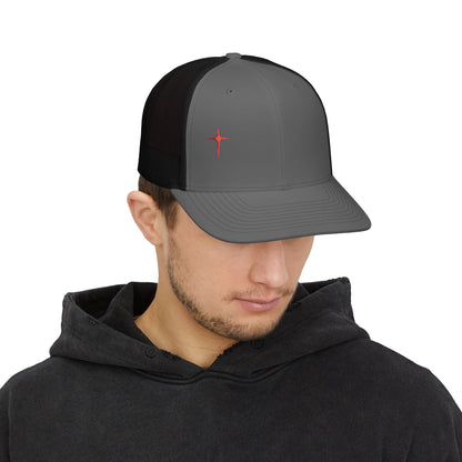 Embroidered Cross Snapback Trucker Hat