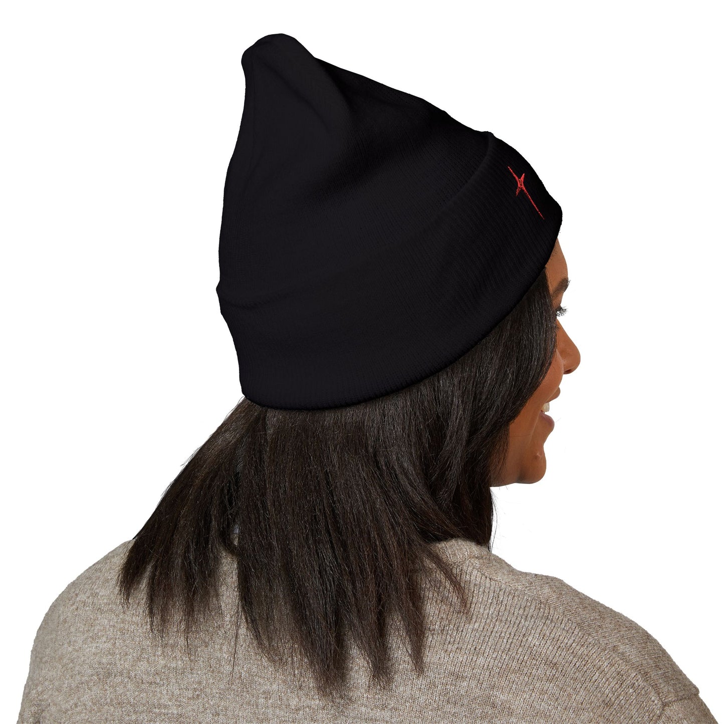 Embroidered Red Star Cuffed Beanie