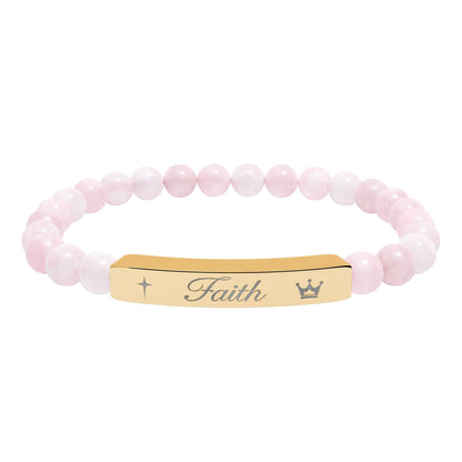 Engraved 'Faith' Natural Stone Stretch Bracelet