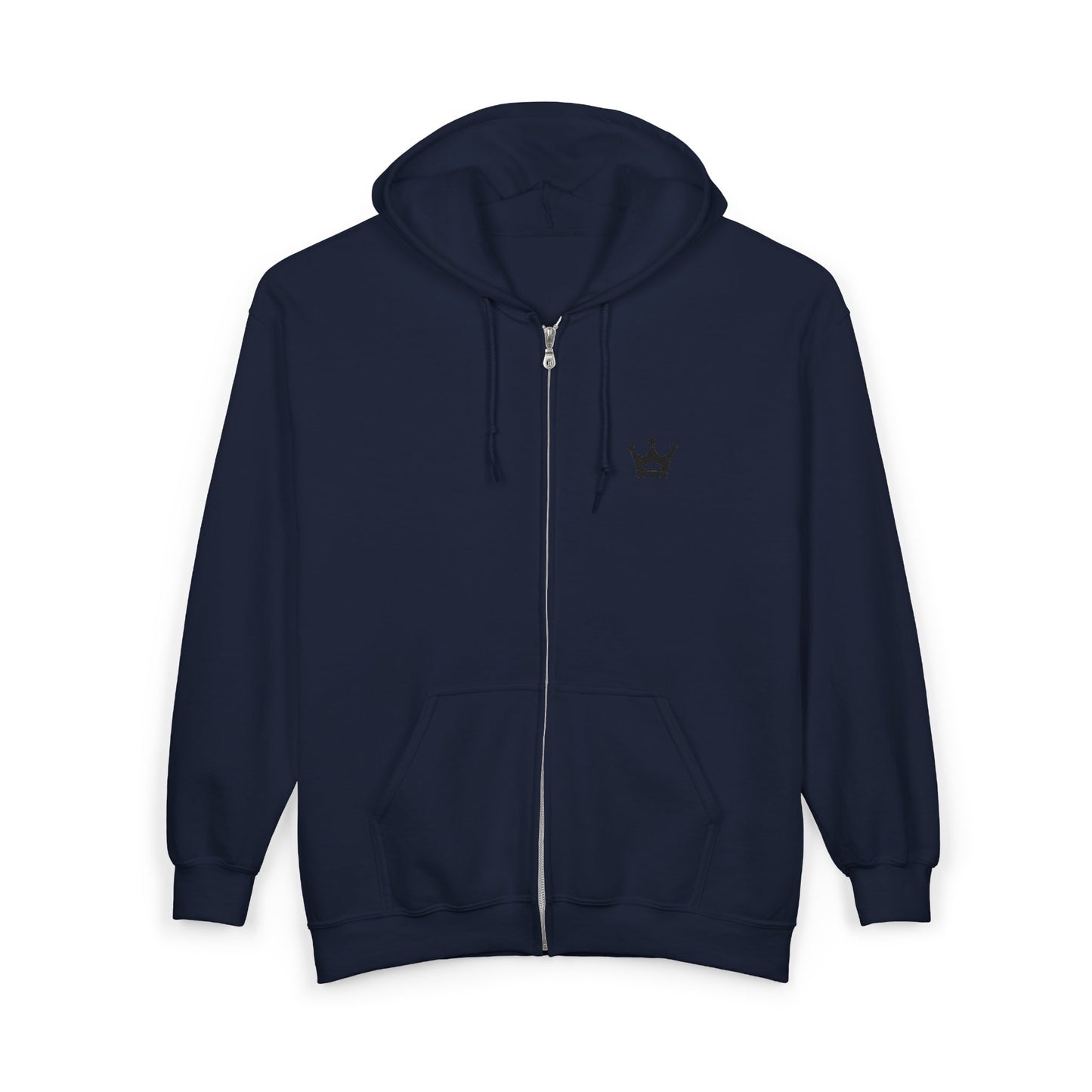 Crown Logo Zip Hoodie - Minimal Royal Emblem Full-Zip Sweatshirt
