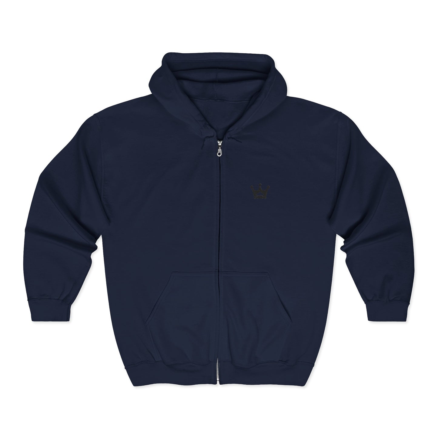Crown Logo Zip Hoodie - Minimal Royal Emblem Full-Zip Sweatshirt