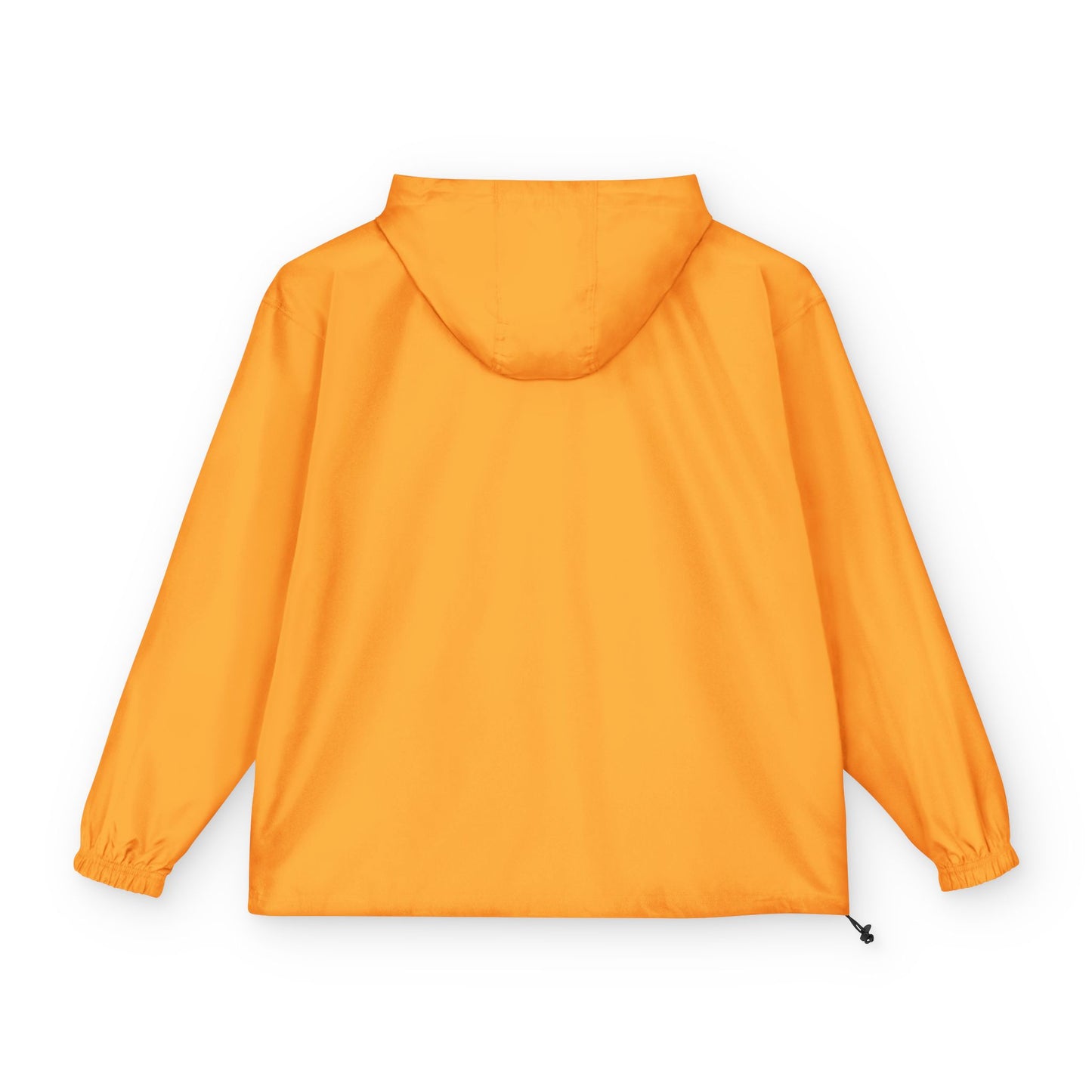 Packable Orange Anorak Jacket — Lightweight Hooded Windbreaker with Small Embroidered Design