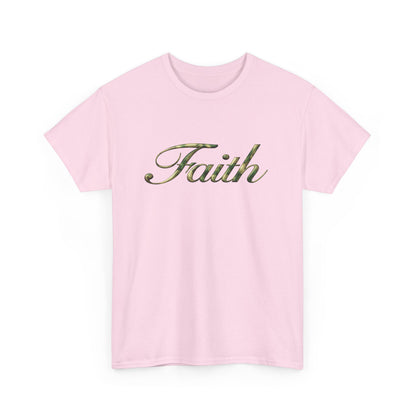 Faith Script Tee — Camouflage Crown Graphic Shirt