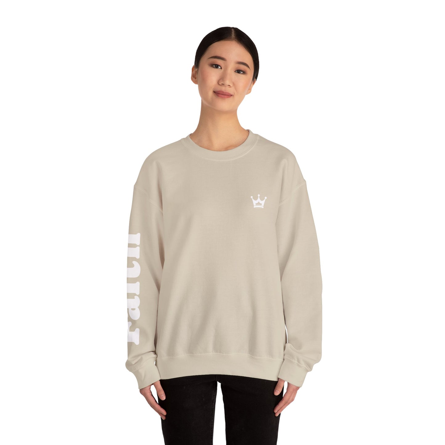 Christian Crewneck Sweatshirt — "You Need Jesus." Back Print with Faith Sleeve