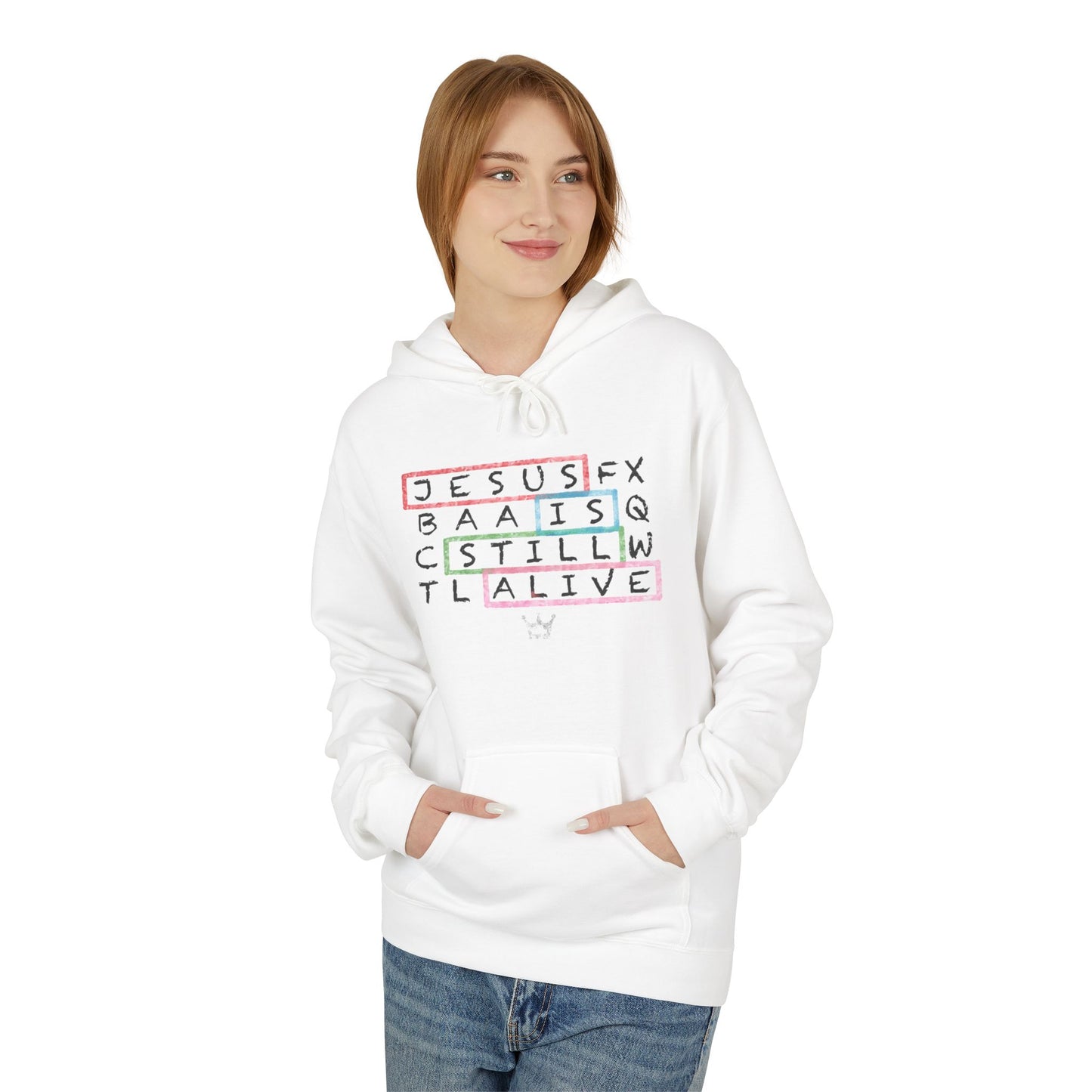 Jesus Is Still Alive Hoodie — Christian Faith Crossword Design