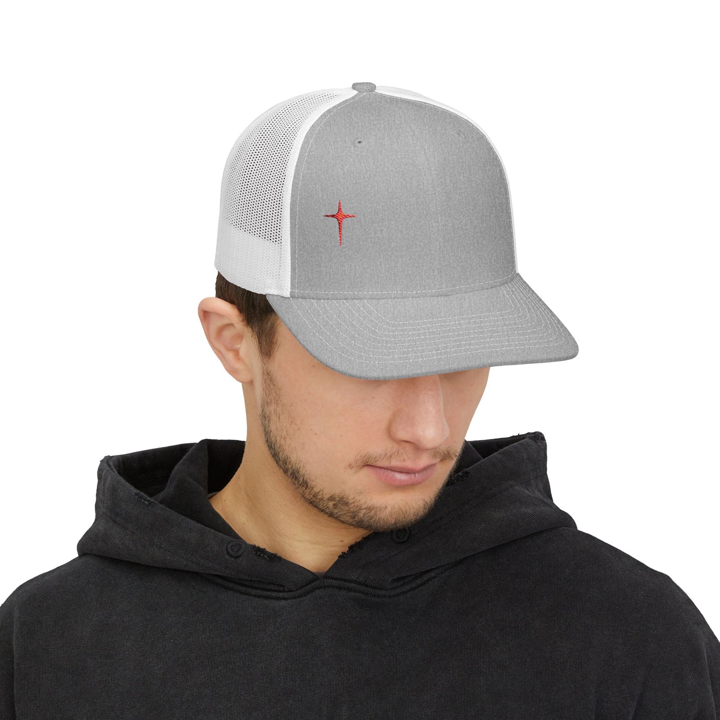 Embroidered Cross Snapback Trucker Hat