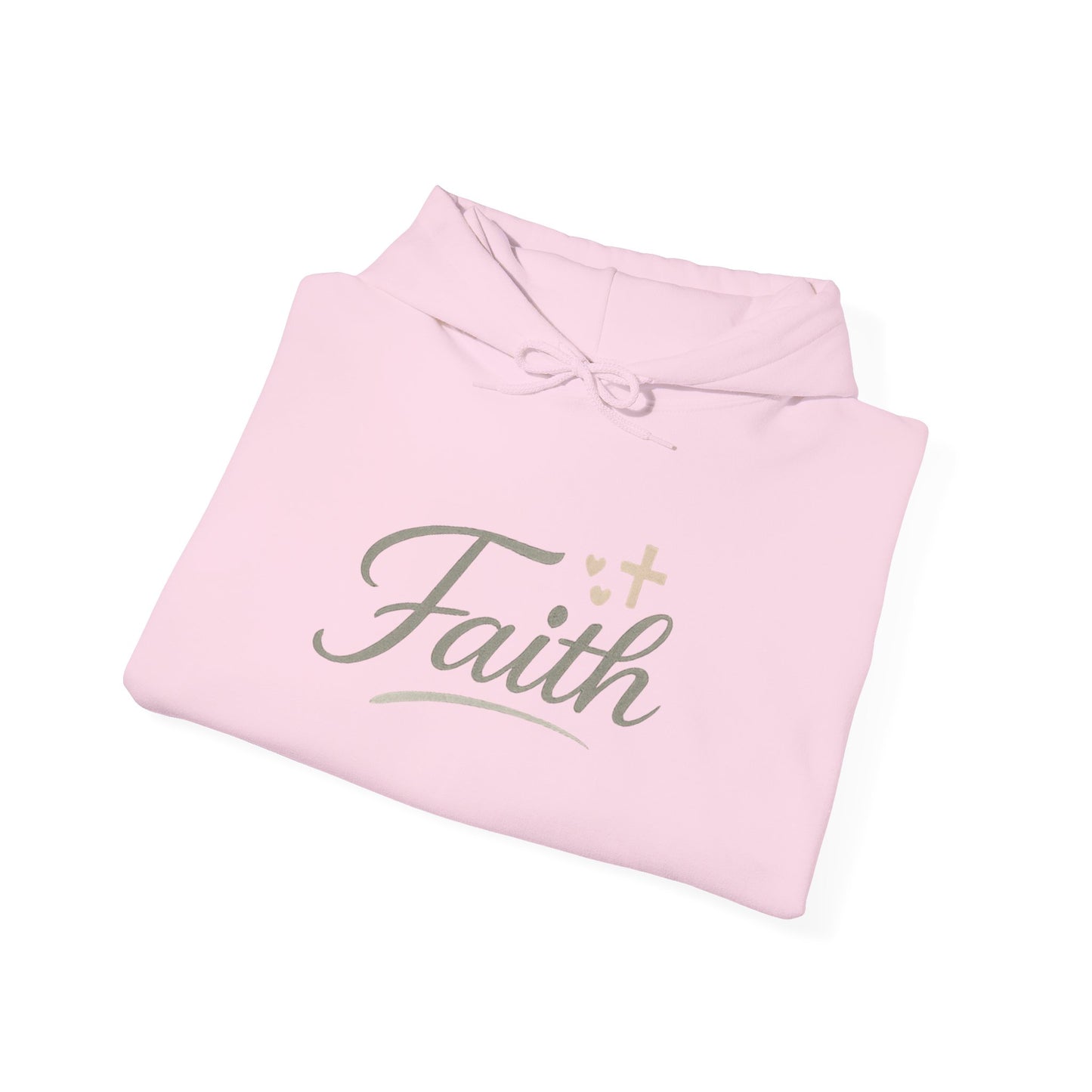 Faith Script Hoodie — Inspirational Christian Pullover with Cross Accent