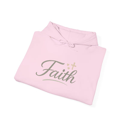 Faith Script Hoodie — Inspirational Christian Pullover with Cross Accent