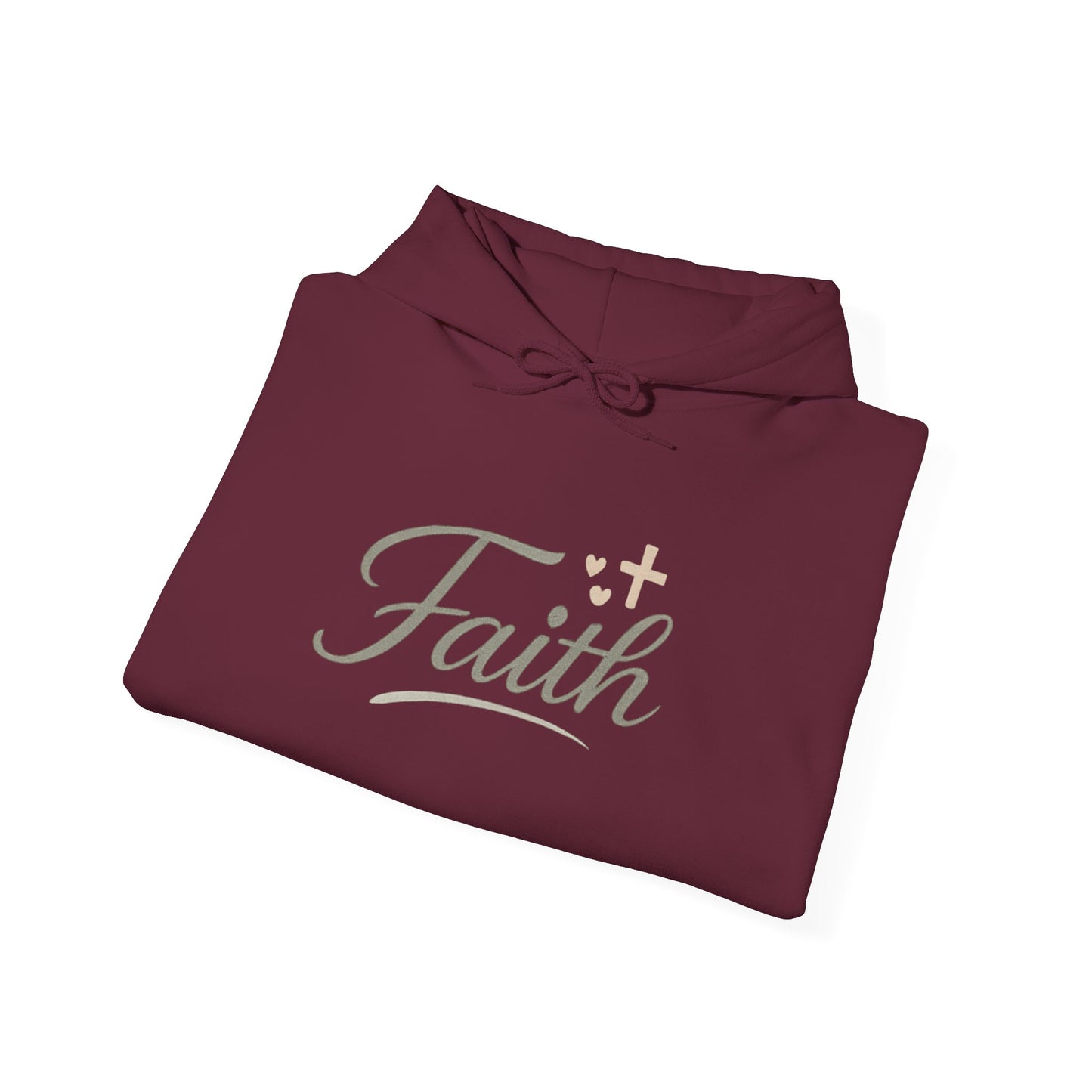 Faith Script Hoodie — Inspirational Christian Pullover with Cross Accent