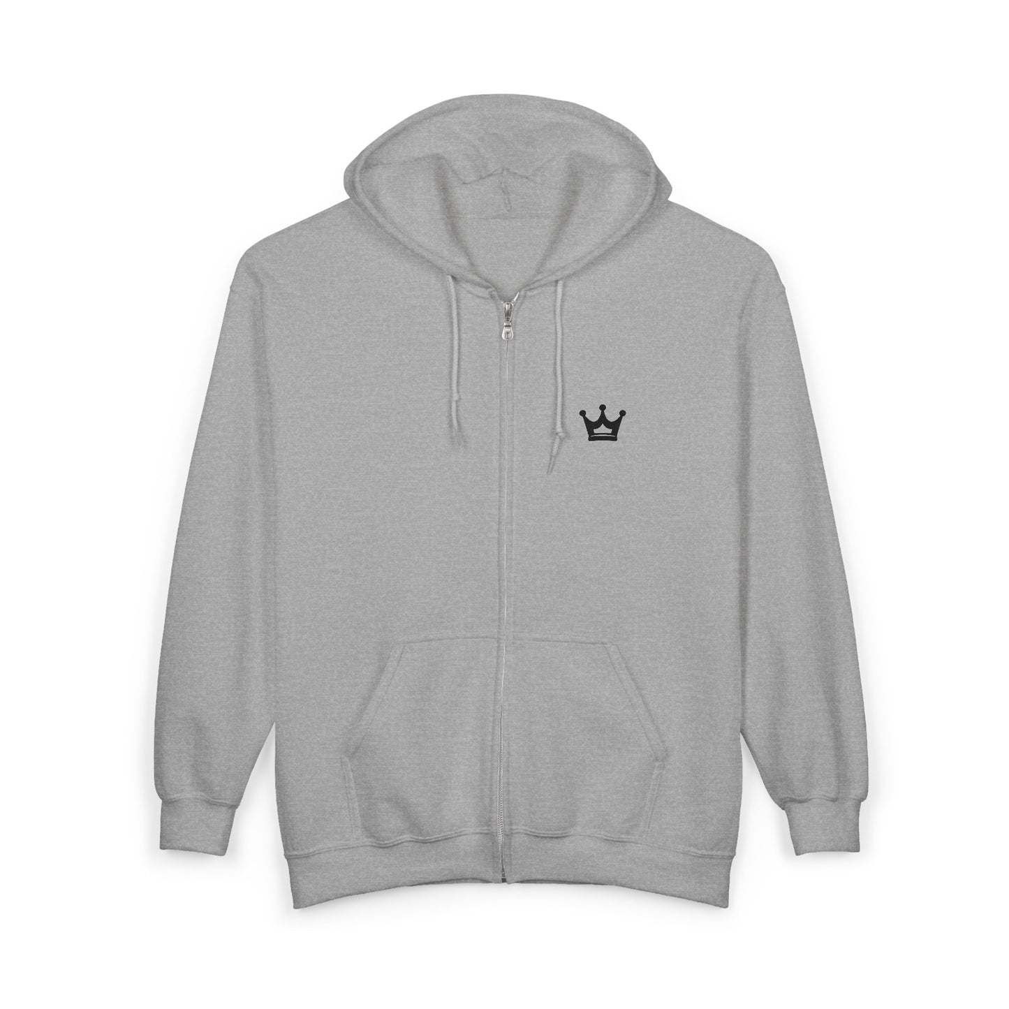 Crown Logo Zip Hoodie - Minimal Royal Emblem Full-Zip Sweatshirt