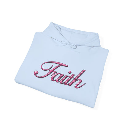Faith Hoodie — Pink Crown Christian Sweatshirt (Script Faith text)