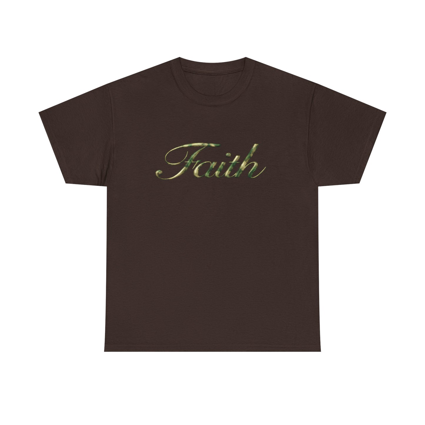 Faith Script Tee — Camouflage Crown Graphic Shirt