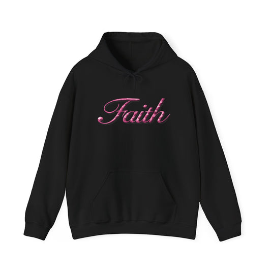 Faith Hoodie — Pink Crown Christian Sweatshirt (Script Faith text)