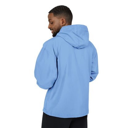 Packable Orange Anorak Jacket — Lightweight Hooded Windbreaker with Small Embroidered Design
