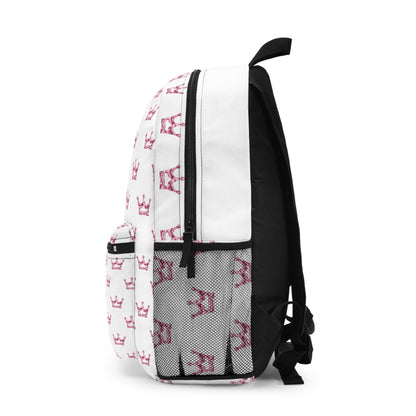Faith Pink Crown Pattern Backpack — Cute Religious School Bag for Girls