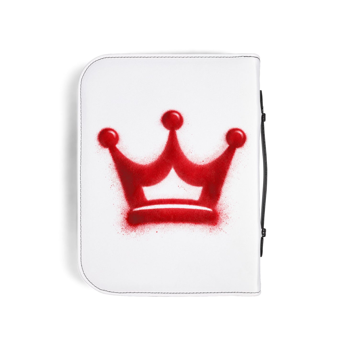 Bible Cover — "Hand Crafted by God" Zippered Bible Case with Red Crown Design