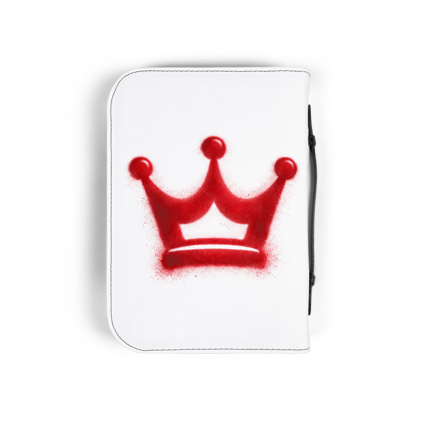 Bible Cover — "Hand Crafted by God" Zippered Bible Case with Red Crown Design