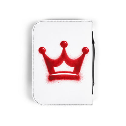 Bible Cover — "Hand Crafted by God" Zippered Bible Case with Red Crown Design