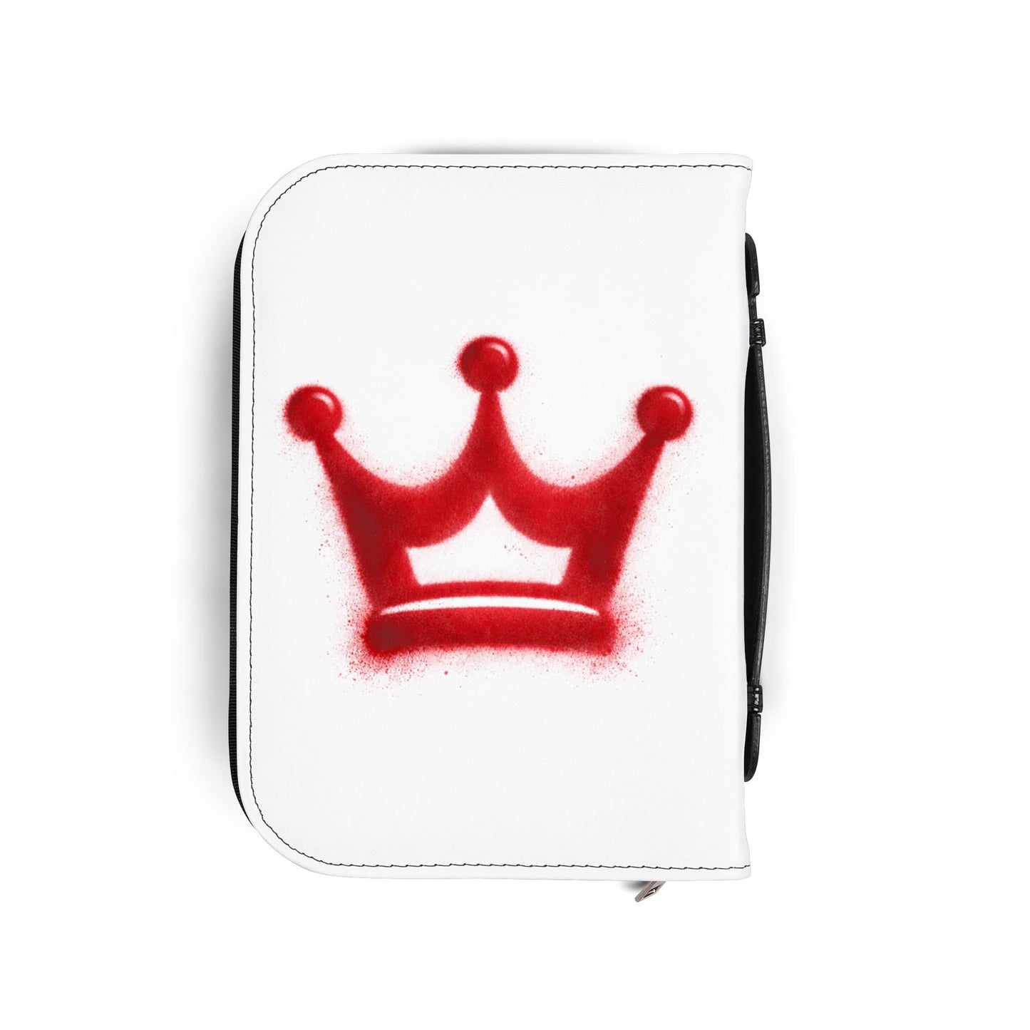 Bible Cover — "Hand Crafted by God" Zippered Bible Case with Red Crown Design