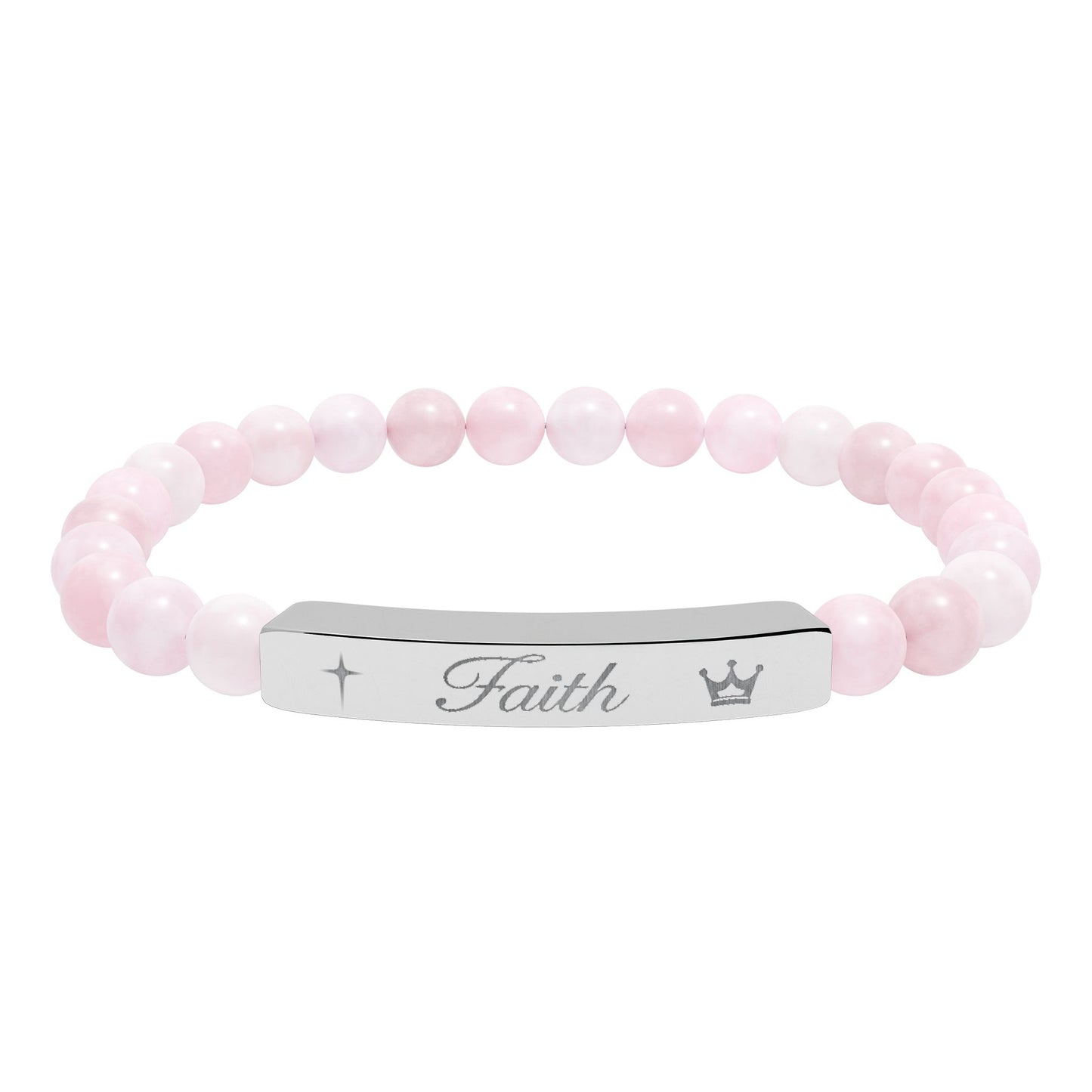 Engraved 'Faith' Natural Stone Stretch Bracelet