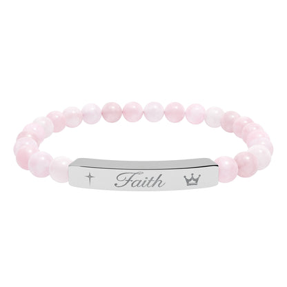 Engraved 'Faith' Natural Stone Stretch Bracelet
