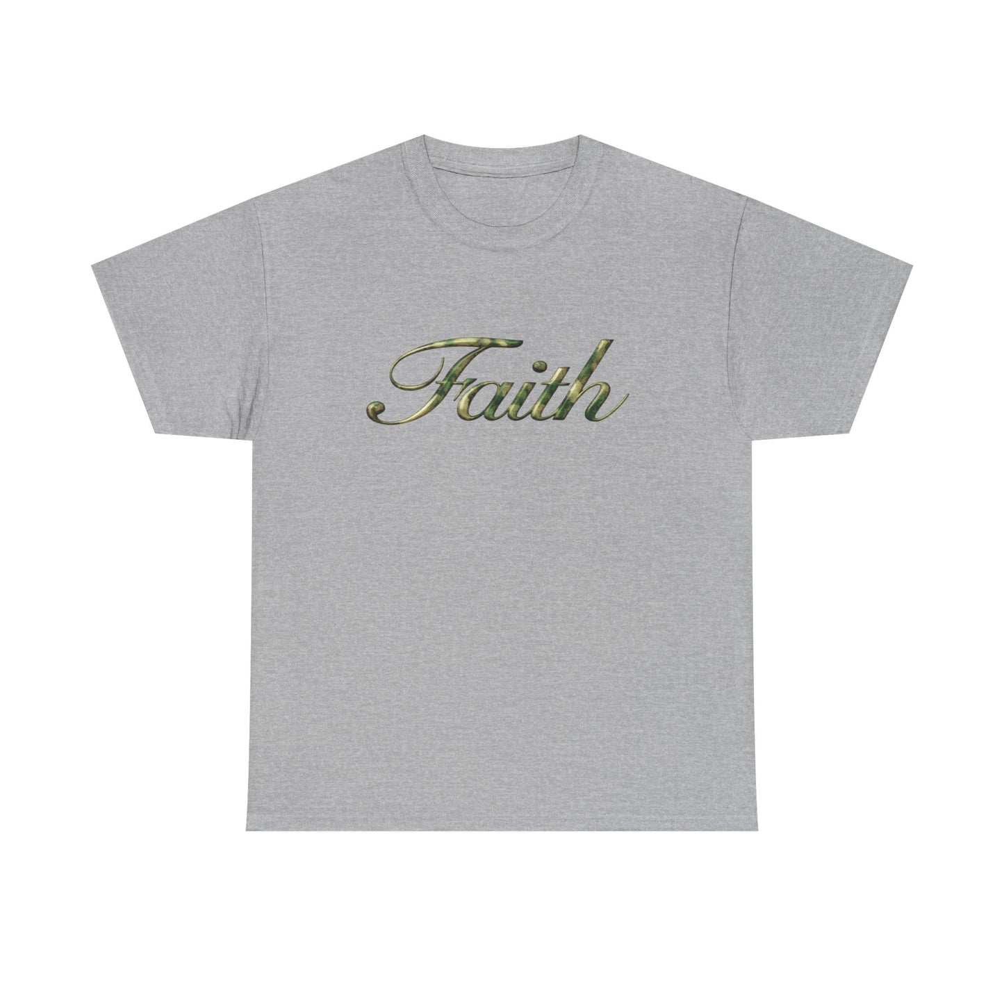 Faith Script Tee — Camouflage Crown Graphic Shirt