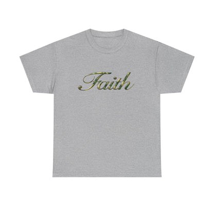 Faith Script Tee — Camouflage Crown Graphic Shirt