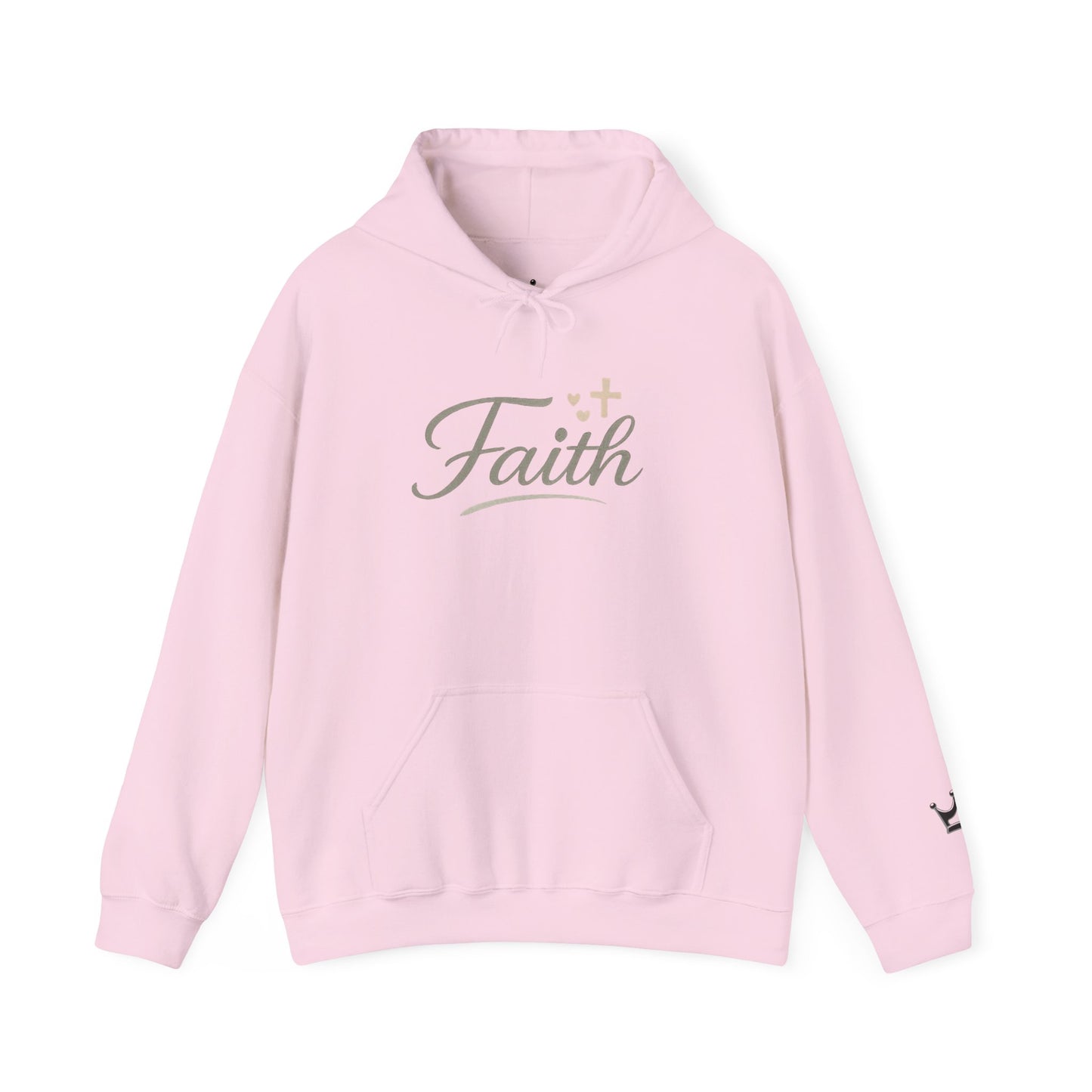 Faith Script Hoodie — Inspirational Christian Pullover with Cross Accent