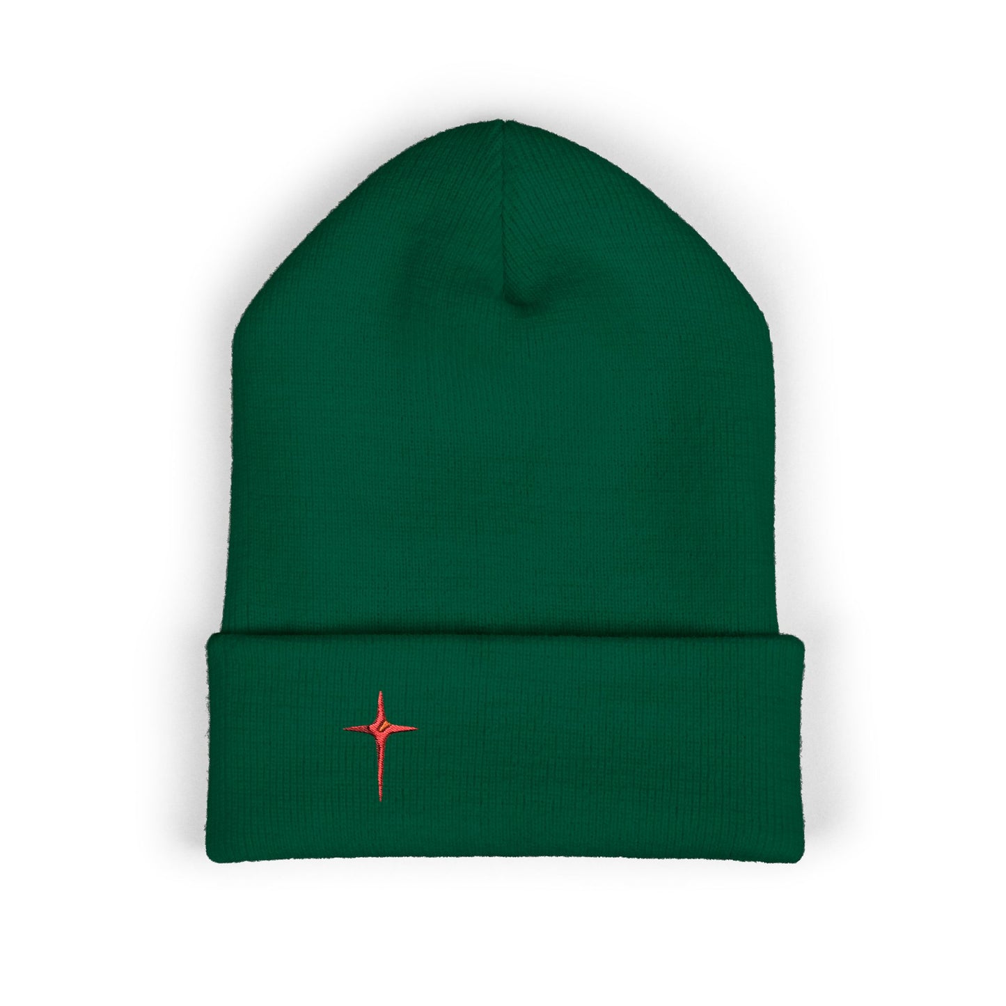 Embroidered Red Star Cuffed Beanie