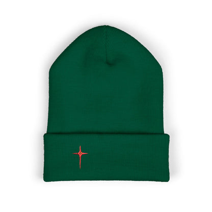 Embroidered Red Star Cuffed Beanie