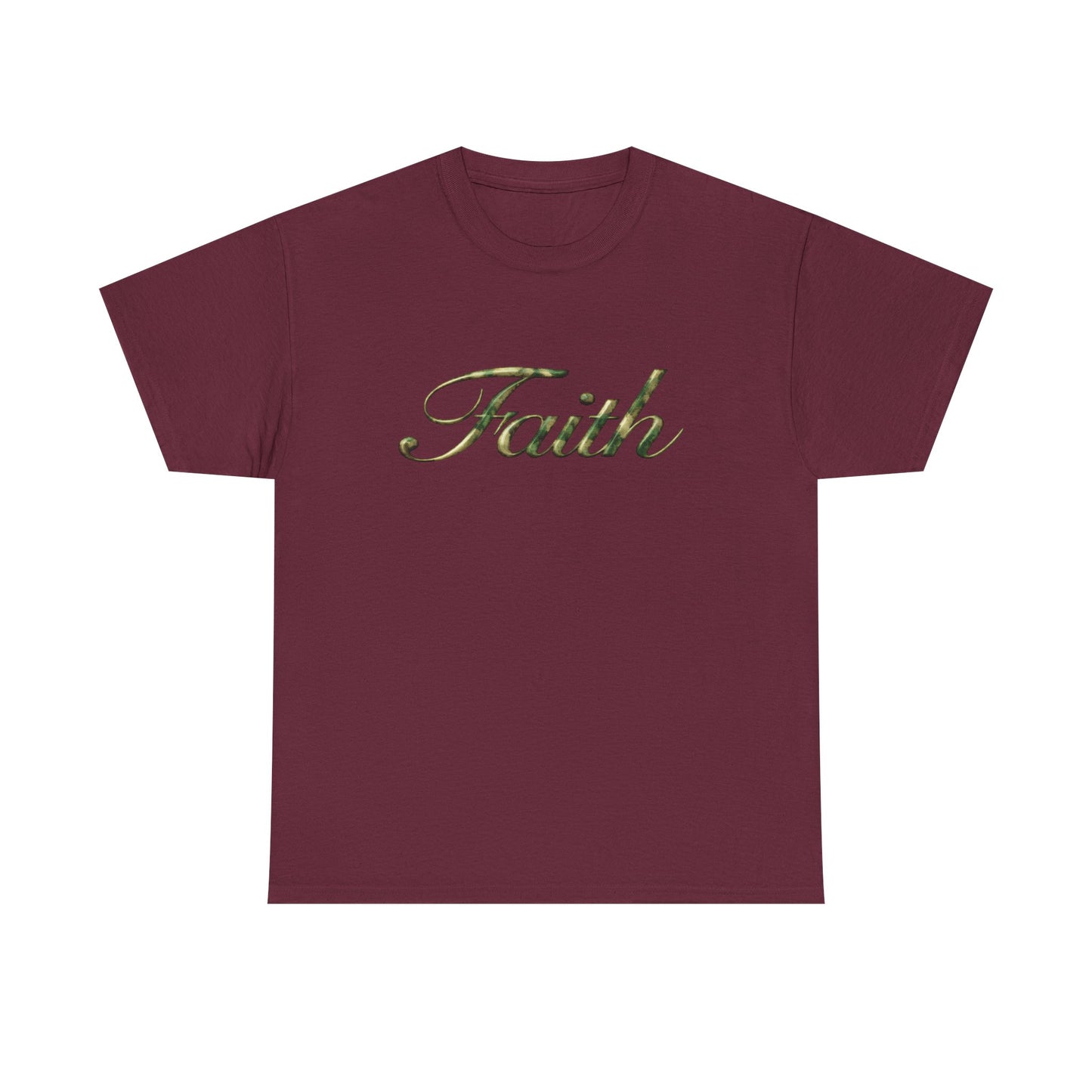 Faith Script Tee — Camouflage Crown Graphic Shirt