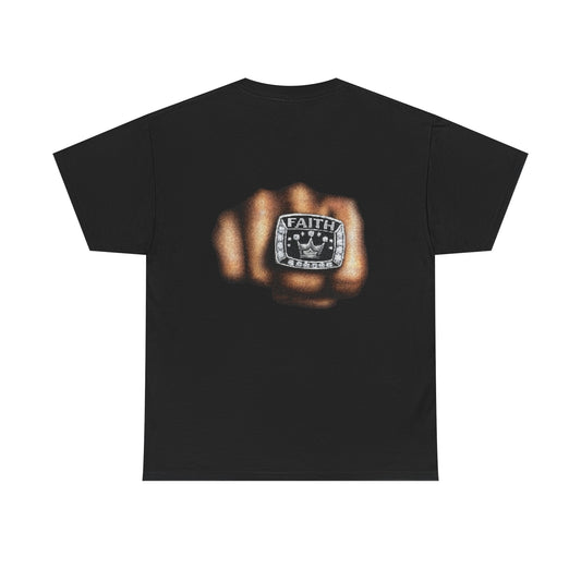 Faith Ring Graphic Tee — Crown Chest Logo & Back Championship Ring Design