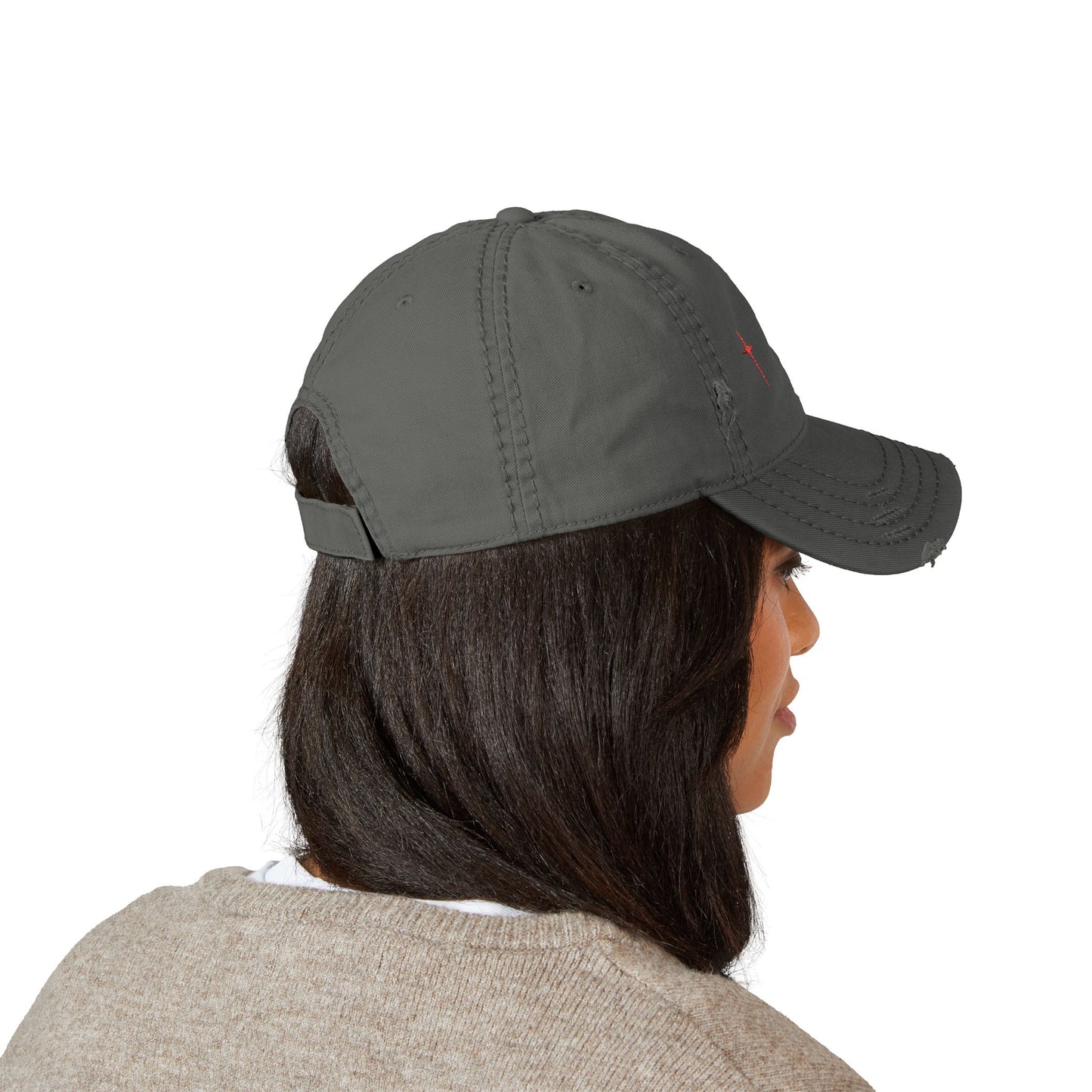 Distressed Embroidered Cross Dad Hat — Retro Worn Baseball Cap