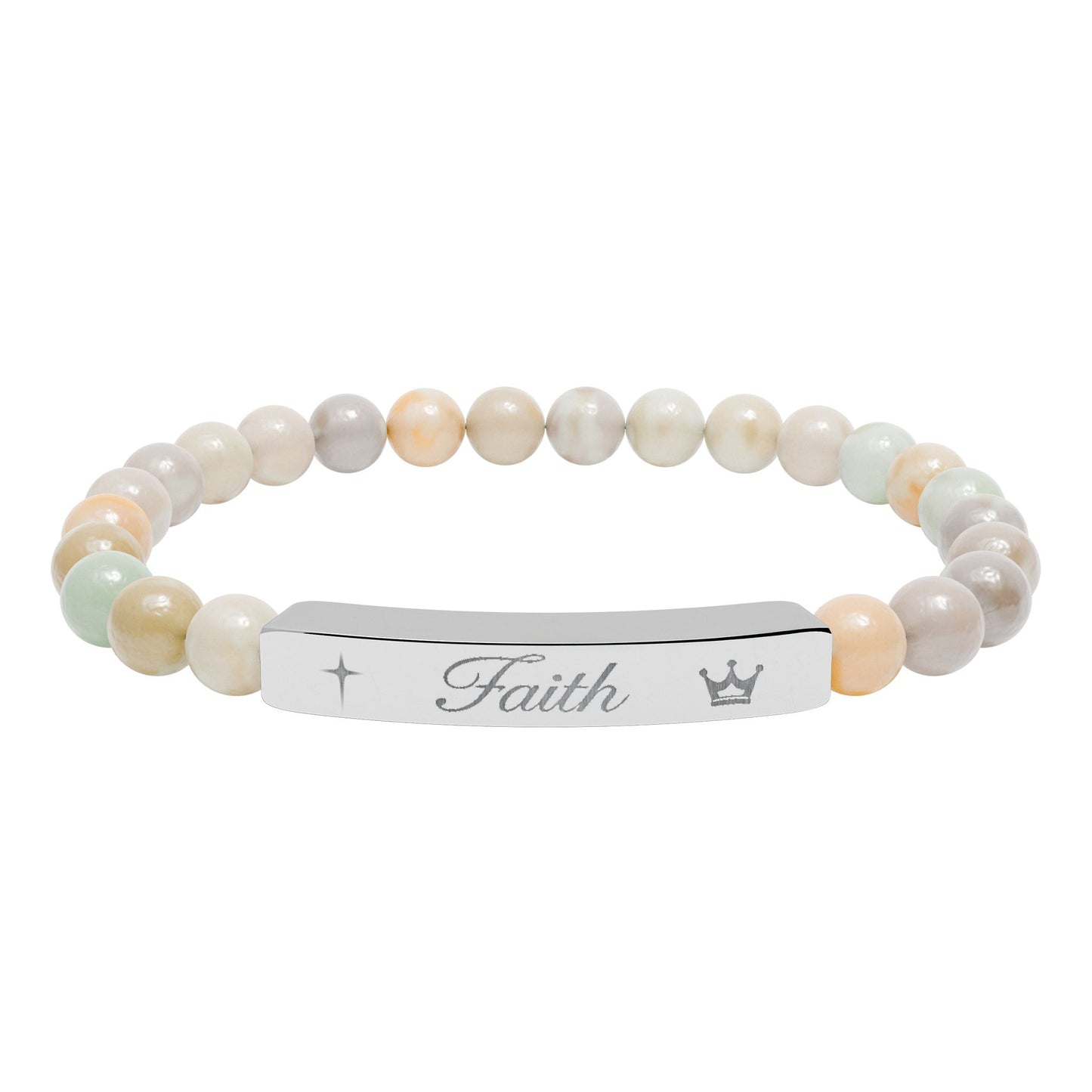 Engraved 'Faith' Natural Stone Stretch Bracelet