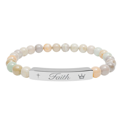Engraved 'Faith' Natural Stone Stretch Bracelet